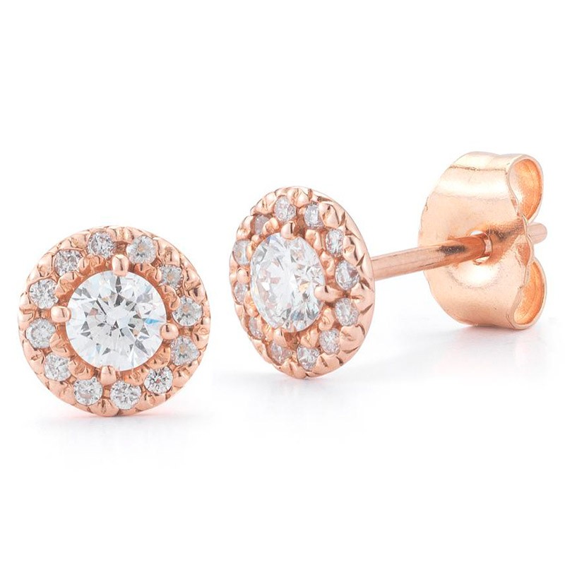 Deutsch Signature Diamond Halo Stud Earrings with 3mm Center