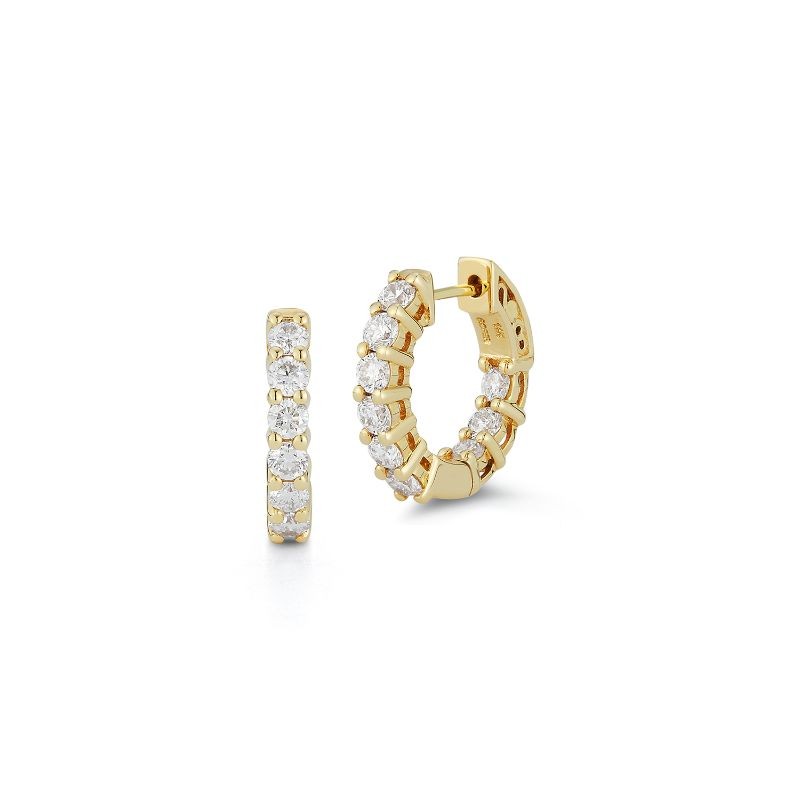 Deutsch Signature Inner and Outer Shared Prong Diamond Hoop Earrings, 0.50 inches