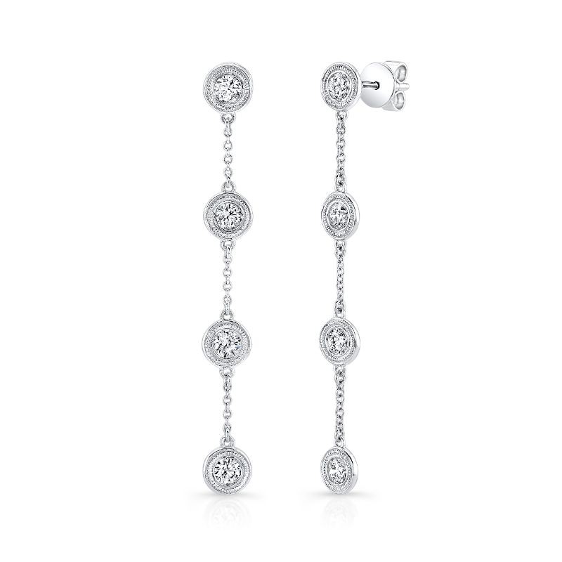 Deutsch Signature Diamond Milgrain Bezel Drop Stud Earrings