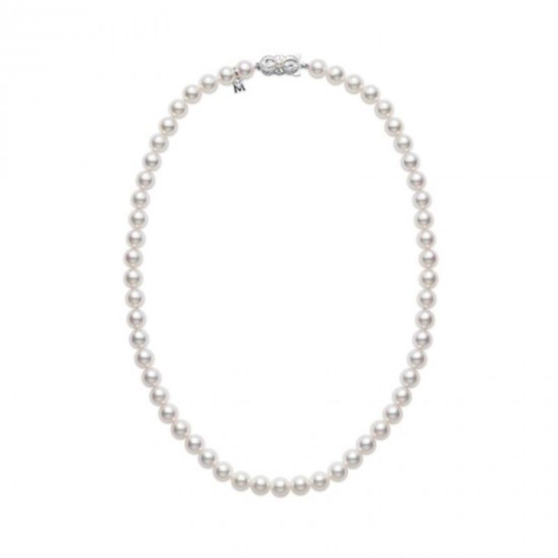 Mikimoto 18K White Gold Rhodium Plated Everyday Essentials Pearl Strand Necklace