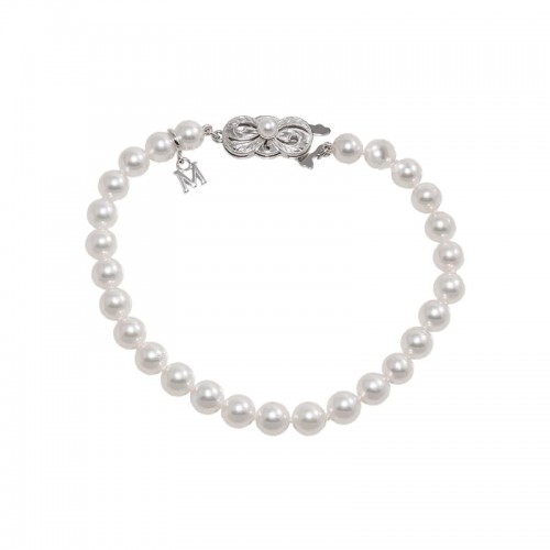 Mikimoto 18K White Gold Rhodium Plated Everyday Essentials Pearl Bracelet
