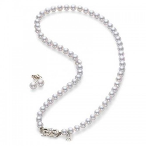 Mikimoto 18K White Gold Akoya Cultured Pearl Strand & Earring Set