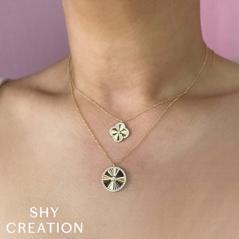Deutsch Signature 0.32Ct Round Diamond Center/Halo Circle Pendant Necklace