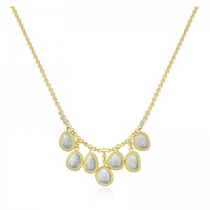 Lauren K Rose Cut Aquamarine Carly Fringe Necklace