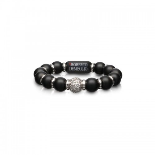 4mm Matte Black Ceramic Stretch Ring with 1 Diamond Beads and Gold Rodells