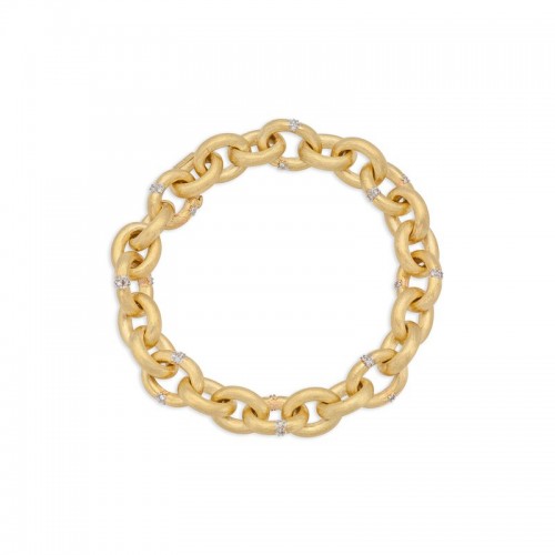 Rudolf Friedmann Etched Gold & Diamond Link Bracelet
