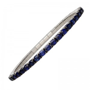 Extensible Oval Cut Blue Sapphire Stretch Bracelet