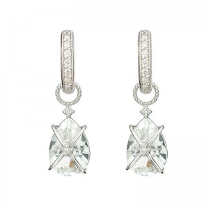 Jude Frances Tiny Criss Cross Wrapped Pear Stone Earring Charms