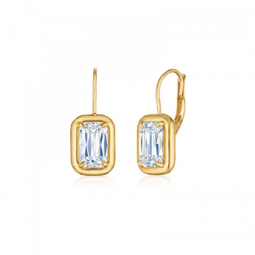 Ashoka Bezel Set Diamond Drop Earrings in 18K Yellow Gold