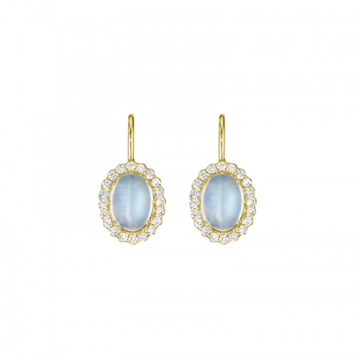 Oval Moonstone Earrings On French Wire