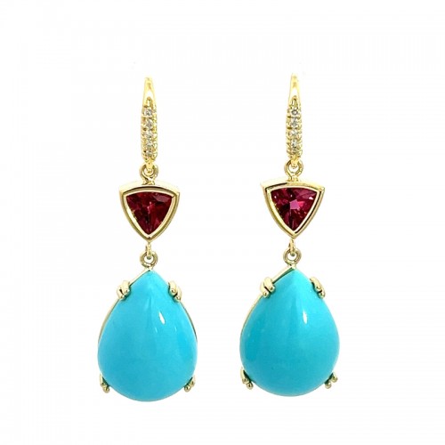Lauren K Pear Rhod Garnet Bezel Drop Earrings