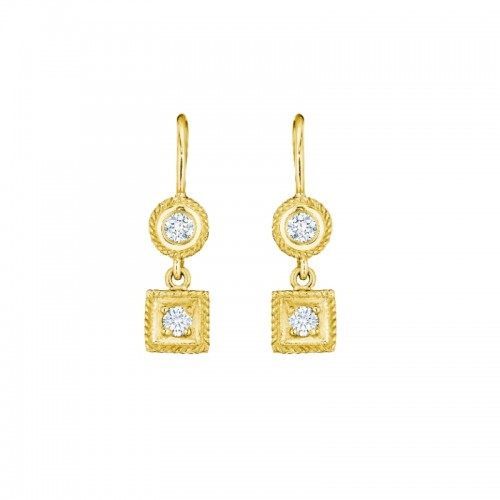 Engraved Classic Round & Square Earrings On French Wire