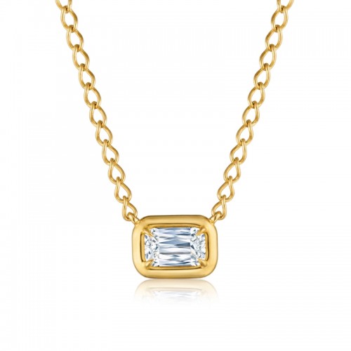 Ashoka Bezel Set Diamond Solitaire Pendant in 18K Yellow Gold