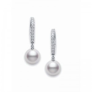 Mikimoto Earring Akoya Pearl and Diamond Earrings