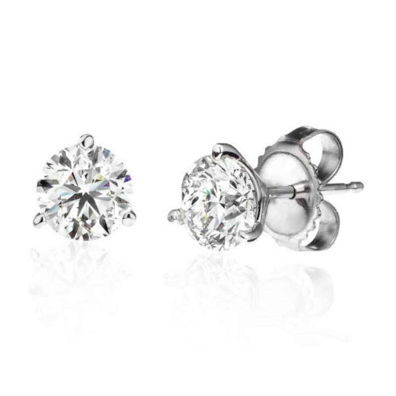 Deutsch Signature 3 Prong Round Diamond Stud Earrings