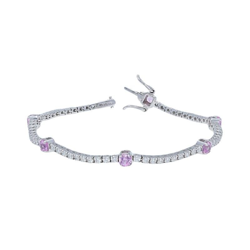 Deutsch Signature Diamond and Pink Sapphire Tennis Bracelet