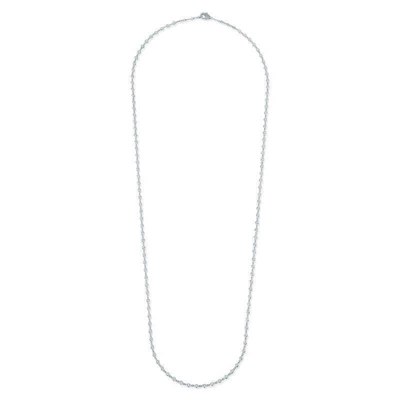 Deutsch Signature All Connect Plain Bezel Diamond By The Yard Necklaces with Pave Lobster Clasp