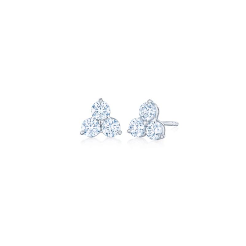 Kwiat 3 Stone cluster earrings with Diamonds