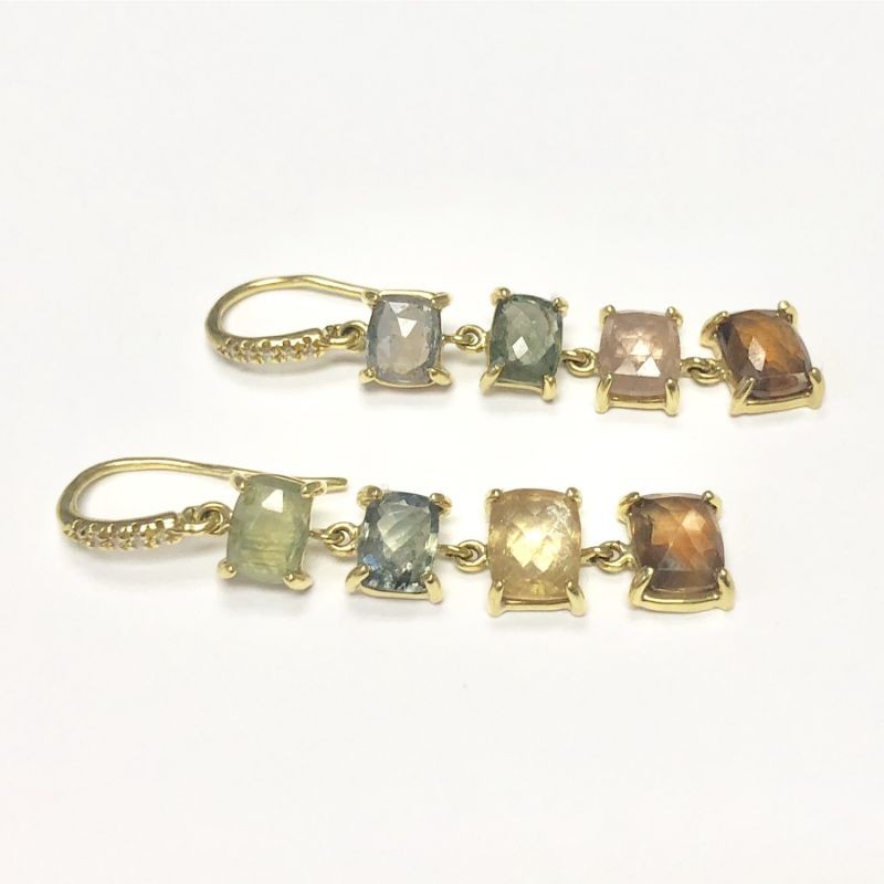 Lauren K Joyce Multicolor Sapphire Four Stone Earrings