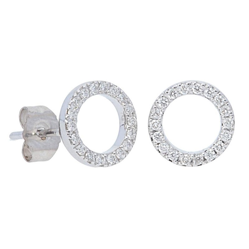 Deutsch Signature Open Pave Diamond Circle Stud Earrings