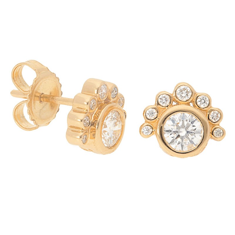 Deutsch Signature Bezel Set Multi Diamonds Stud Earrings