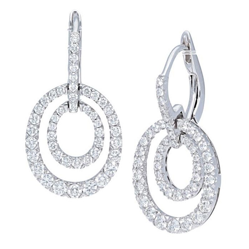 Deutsch Signature Double Pave Diamond Oval Drop Earrings