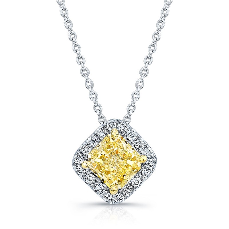 Norman Silverman Fancy Yellow Diamond and White Diamond Pendant