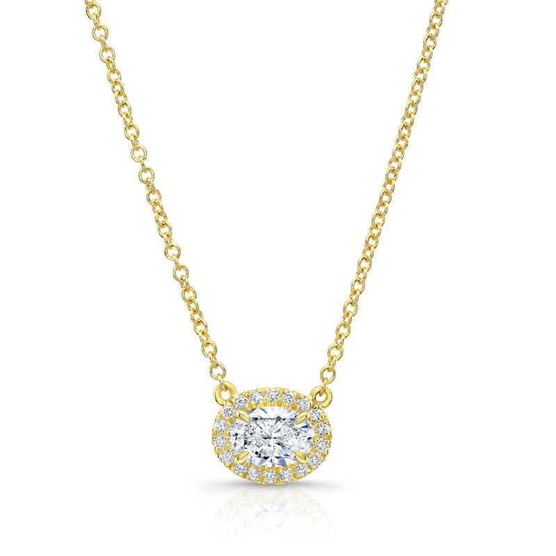 Norman Silverman Oval cut diamond Necklace with Diamond Halo