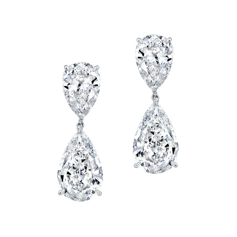 Norman Silverman Diamond Pear Dangle Earrings