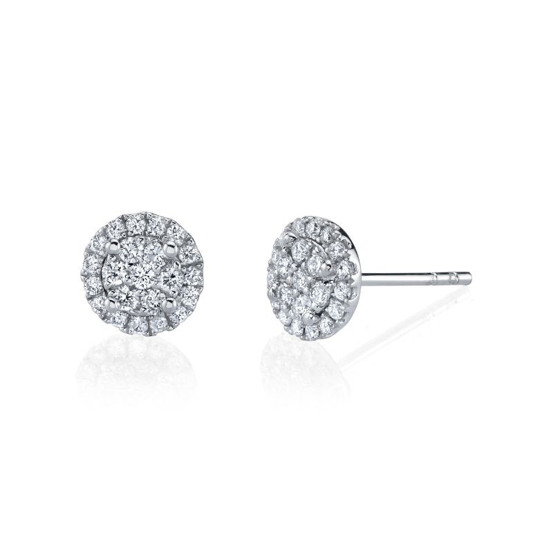 Deutsch Signature Round Halo Stud Earrings With Illusion Set Center