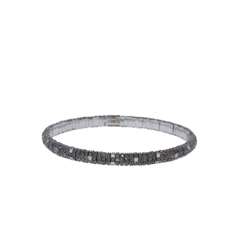 Thin Black Diamond Stretch Bracelet with Diamond Spots