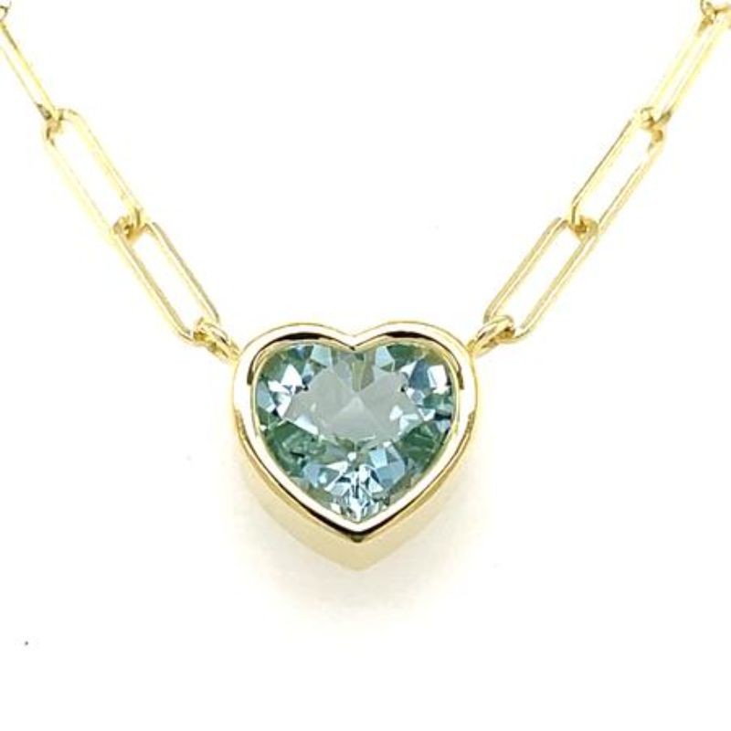 Lauren K Bea Heart Shape Aquamarine Necklace