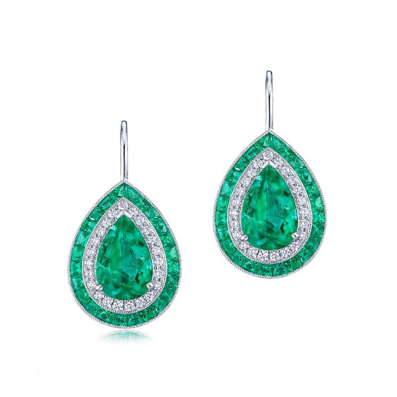 Kwiat Pendant Colombian Emerald Diamond Earrings
