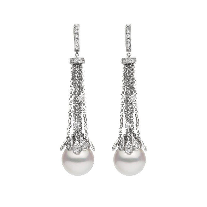 Mikimoto Watefall Chain Drop Peal Earrings