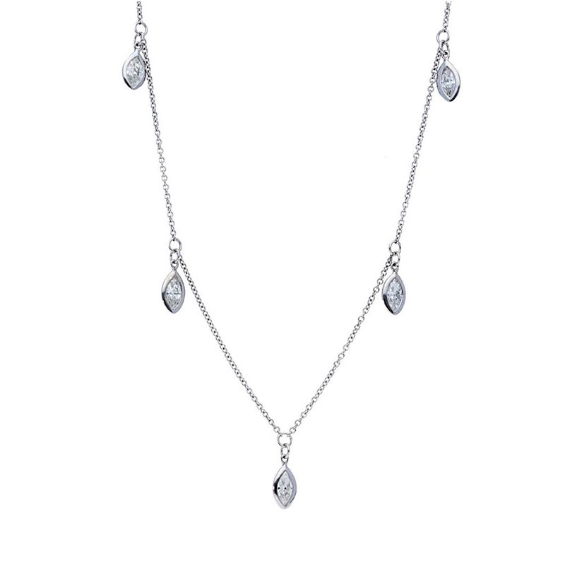 Deutsch Signature Five Marquise Diamond  Bezel Dangles Necklace