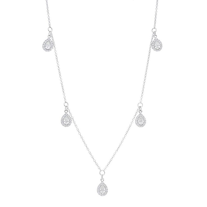 Deutsch Signature Five Diamond Marquise Halo Dangles Necklace