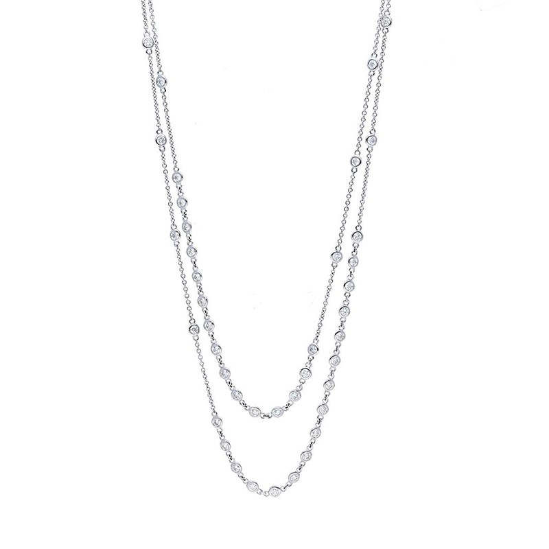 Deutsch Signature Double Strand Scattered Polished Bezel Diamonds by the Yard Necklace