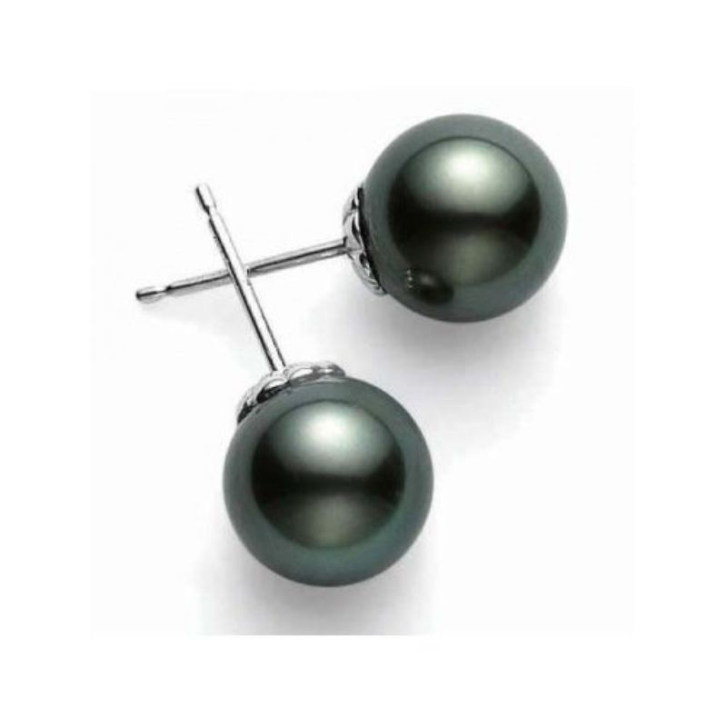 Mikimoto 10mm A+ Black South Sea Pearl Stud Earrings