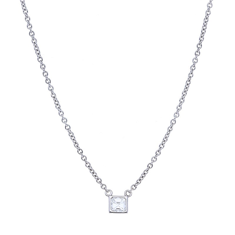 Deutsch Signature Sideways Asscher Bezel Diamond Necklace