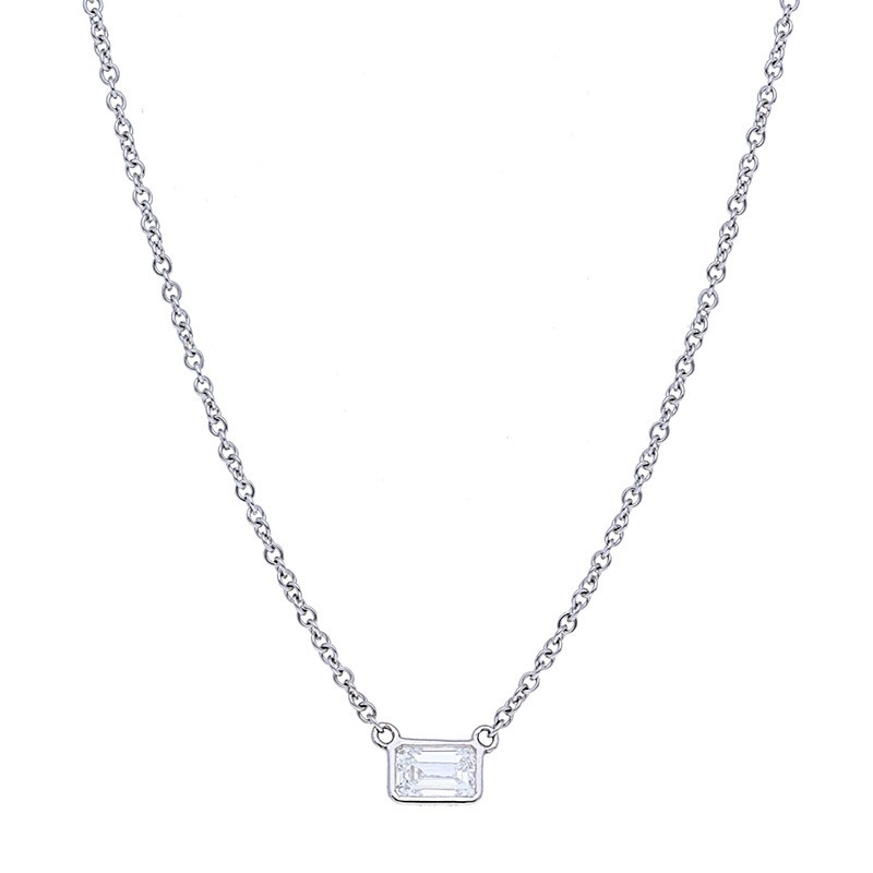 Deutsch Signature Sideways Emerald Bezel Diamond Necklace