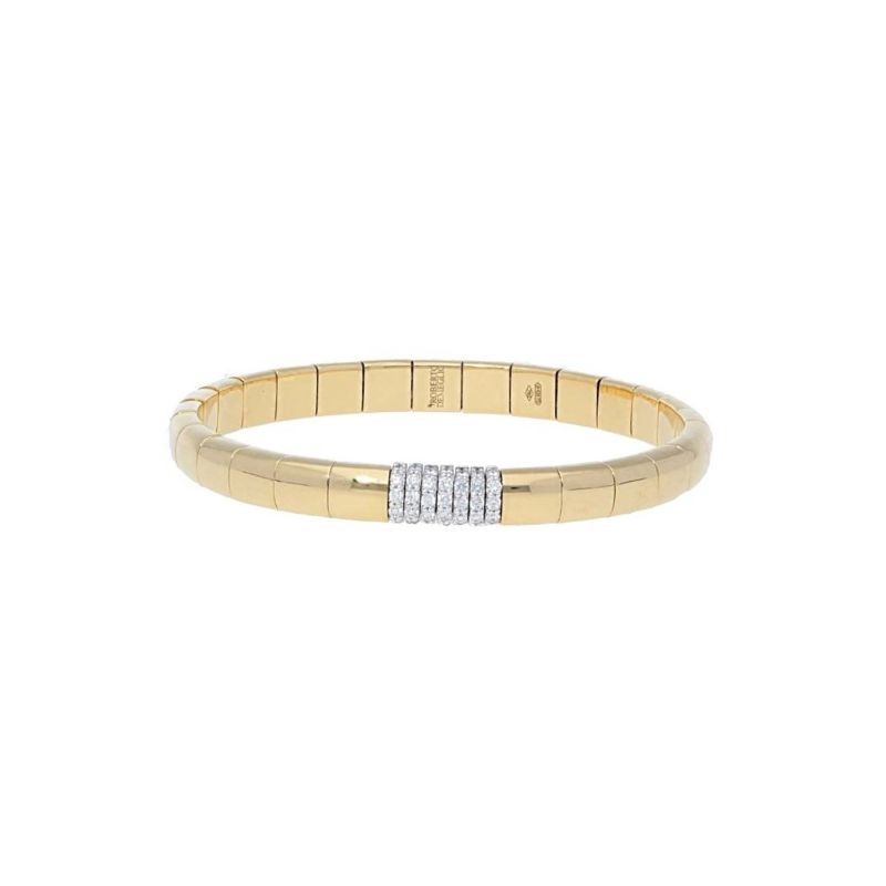 18K Yellow Gold Stretch Bracelet with 7 Diamond Sections