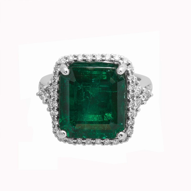 Jye's EC Emerald and Diamond Halo Ring