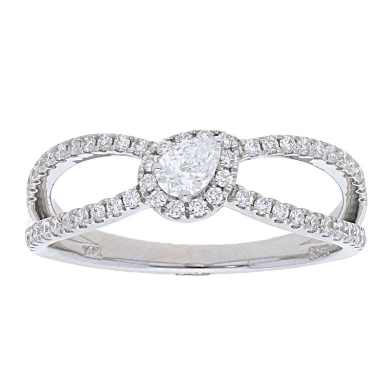 Deutsch Signature Elegant 2 Row Pave Diamond Ring with Pearl Center