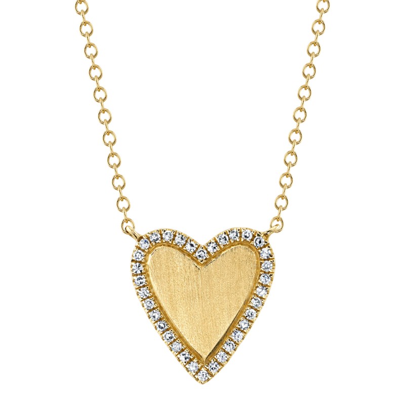Deutsch Signature 0.09Ct Round Diamond Pave Halo Heart Shape Pendant Necklace