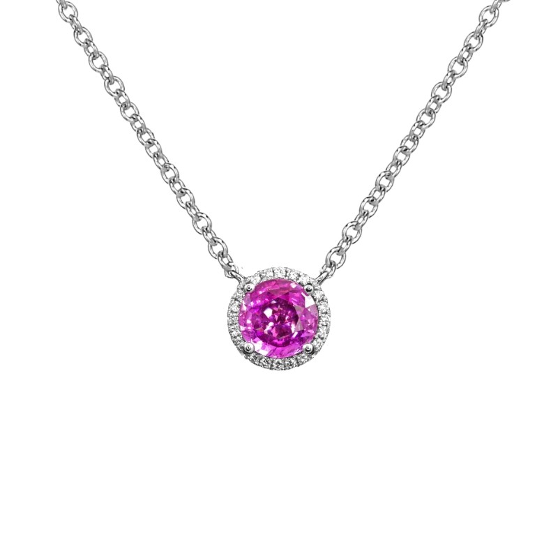 Jyes's Diamond Pave Halo Pendant Necklace