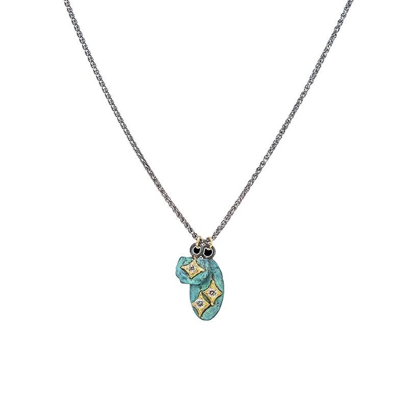 Armenta Enhancer In Teal Patina Pendant
