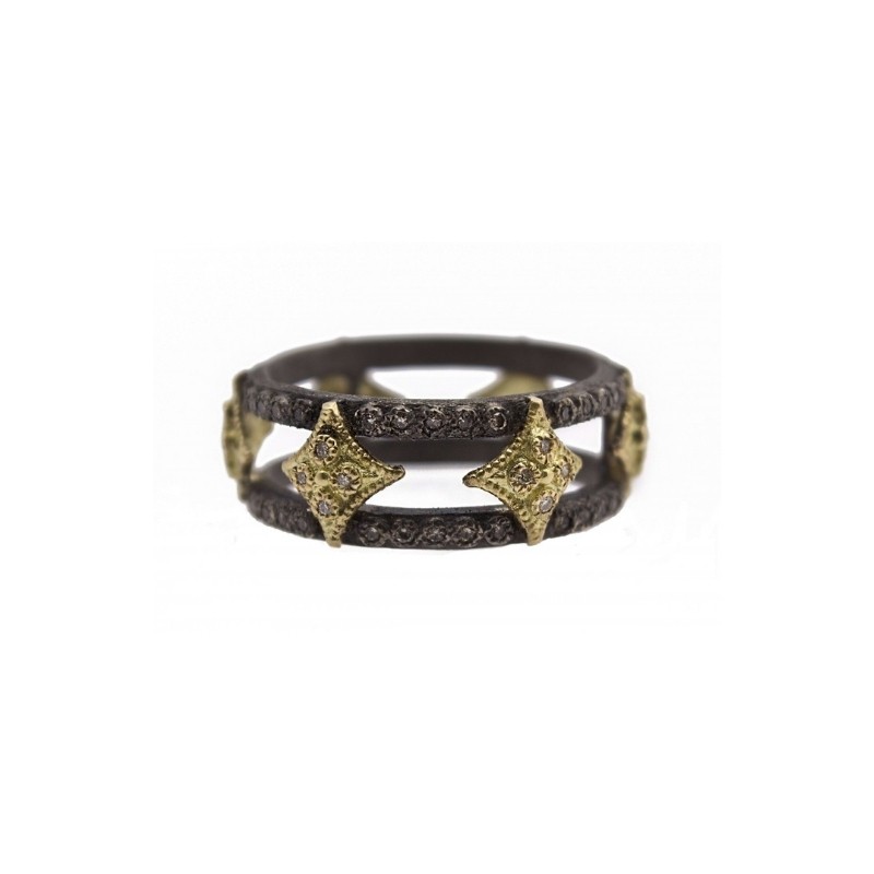 Armenta Old World Blackened Sterling Silver Double Cravelli Wide Band