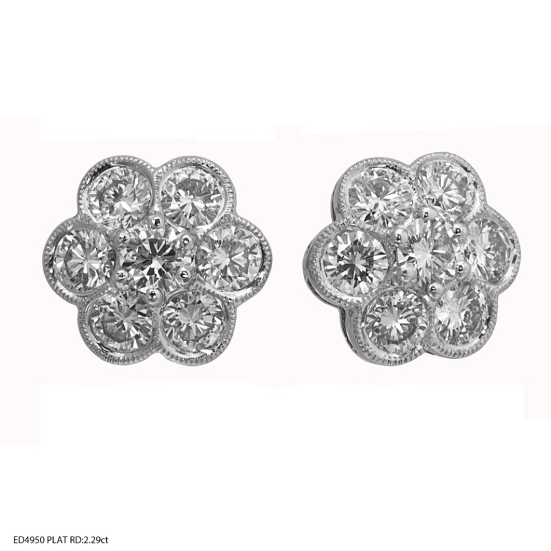 Jyes's Flower Stud Earring Millgrain Edge