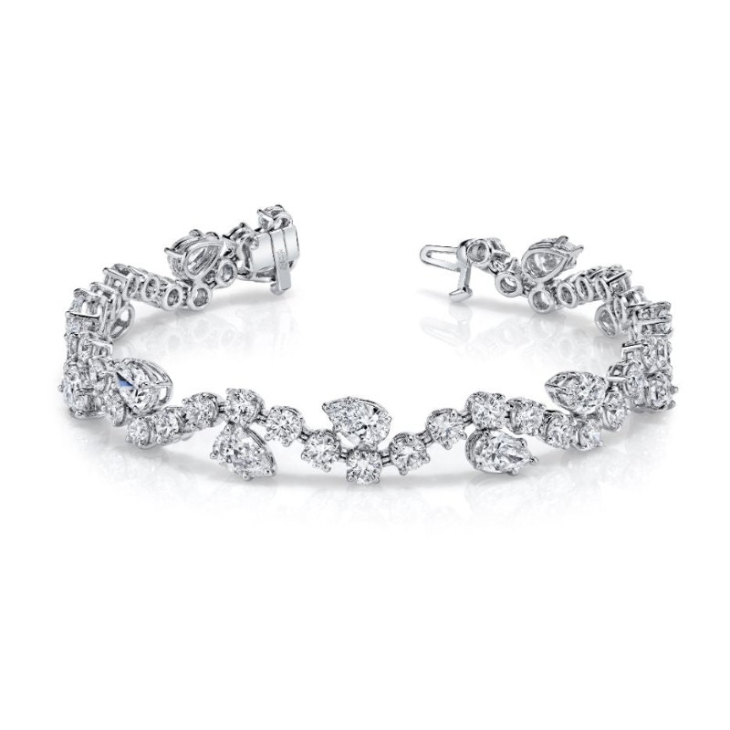 Norman Silverman Pear And Round Diamond Bracelet