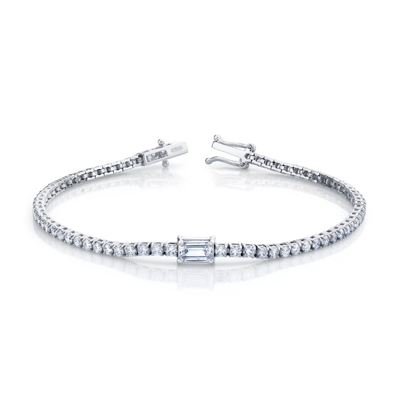 Norman Silverman Straight Line Diamond Bracelet With Center Stone